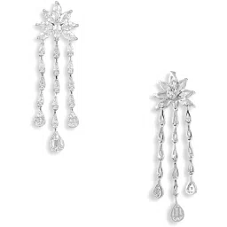 The Real Effect London Sonah Silver Florere Long Hanging Drop Earrings image 3