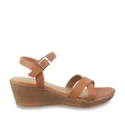 Metro Women's Tan Ankle Strap Wedges image 2