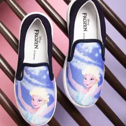 Kidsville Blue & Black Frozen Printed Casual Slip-Ons-image-1