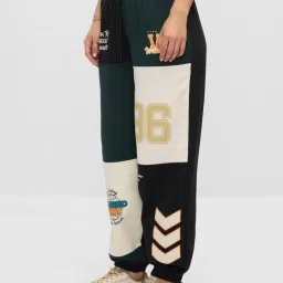 The Souled Store Green and Black Cotton Loose Fit Graphic Joggers image 3