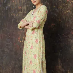 Melange by Lifestyle Yellow Printed Kurtas image 3