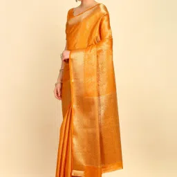 Soch Womens Mustard Ethnic Motifs Woven Design Jacquard Weave Silk Blend Saree image 3