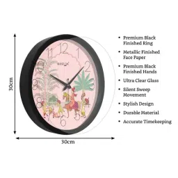 Random Pink & Black Printed Wall Clock image 5
