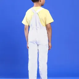 Tales & Stories Kids White Embroidered Dungaree image 3