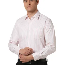 Van Heusen Peach Cotton Regular fit Stripes Shirt image 3