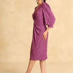 Kazo Purple Lace Pattern Casual Dress image 3