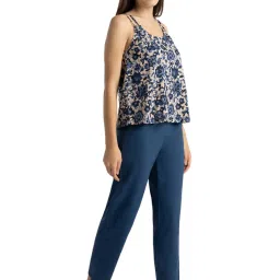 Van Heusen Beige & Blue Cotton Floral Print Top Pyjama Set image 3