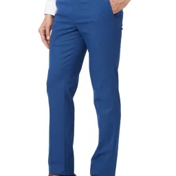 Park Avenue Blue Classic Fit Texture Trousers image 3