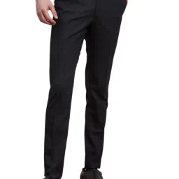 Turtle Charcoal Rayon Ultra Slim Fit Dobby Trousers image 3