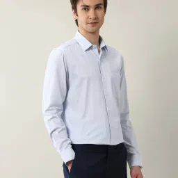 Arrow Blue Cotton Slim Fit Self Pattern Shirt image 3