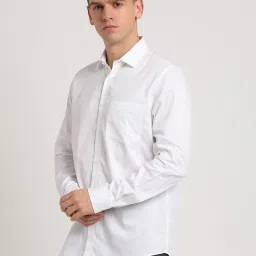 Turtle White Cotton Slim Fit Dobby Shirt image 3