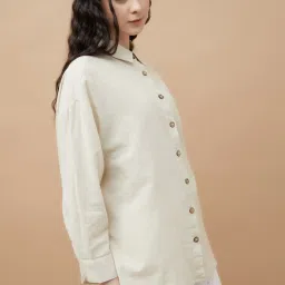 Ginger By Lifestyle White Cotton Regular Fit Shirt image 3