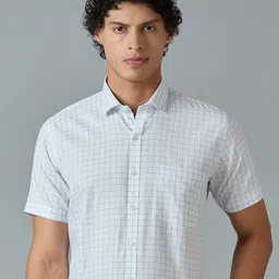 MARK & ALBERT India Slim Fit Checked Spread Collar Cotton Formal Shirt-picture-10