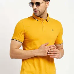 Camla Mustard Cotton Regular Fit Polo T-Shirt-picture-23