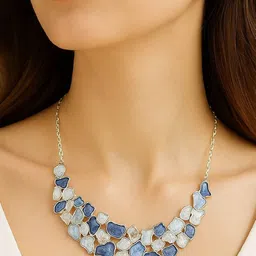 DKane Designs Silver-Plated Ocean Shard Studded Jewellery Set image 3