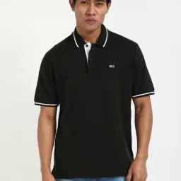Tommy Hilfiger Black Cotton Regular Fit Polo T-Shirt-picture-28