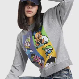 Bewakoof Women's Grey Mickey Graphic Printed Sweatshirt image 4