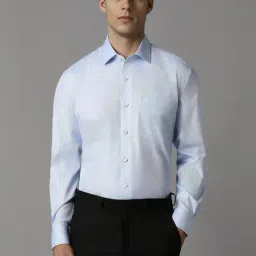 Louis Philippe Blue Cotton Regular Fit Texture Shirt-picture-39