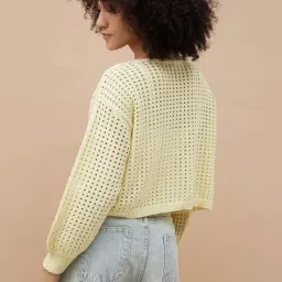 Ginger By Lifestyle Light Yellow Cotton Regular Fit Self Pattern Top image 2