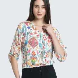 SHAYE White Satin Printed Top-picture-27