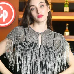 Odette Black & Silver Embellished Fancy Cape-image-42