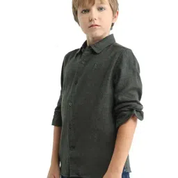 Rare Ones Boys Green Regular Fit Shirt image 4