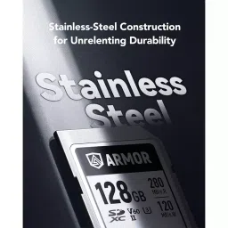 Lexar SDXC Memory Card 128 GB UHS-II Stainless Steel Class 10 U3 V60 6K UHD Video, Armor Silver PRO image 3