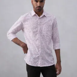 Crimsoune Club Pink Blended Slim Fit Printed Casual Shirts-image-3