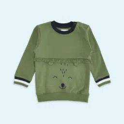 Pantaloons Baby Olive Cotton Printed Full Sleeves Sweatshirt-image-0