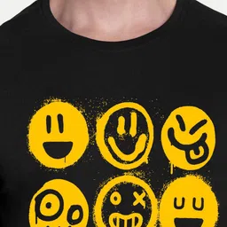 benny brooks Black & Yellow Graphic Printed Cotton T-shirt image 4