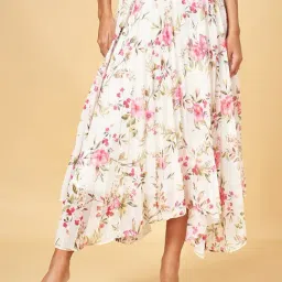 Honey by Pantaloons Off-White Printed Assymetric Skirt-image-38