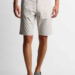 Louis Philippe Sport Grey Cotton Slim Fit Printed Shorts-image-43