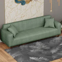 Lukzer Green Printed Polyester 1 Piece Sofa Cover With Arms image 2