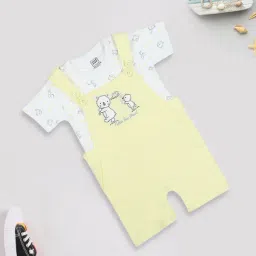 Mee Mee Kids White & Yellow Embroidered T-Shirt with Romper-image-72