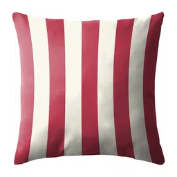 CASABLEU Red & White 2 Pieces Striped Square Cushion Covers image 3