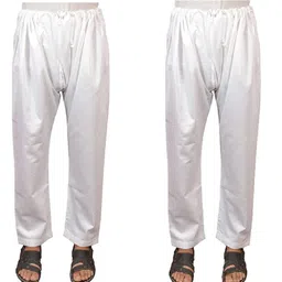 p.k. hub Men's Cotton Comfortable Chudidar Pyjama | Men's White Cotton Plain/Saada Pyjama | Loose fit Cotton Pajama for Men | Home Wear image 1