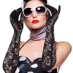 anzailala Ladies Lace Gloves Full Finger Bridal Lace Gloves for Women image 5