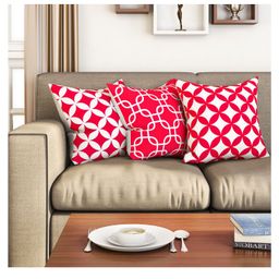 SEJ by Nisha Gupta Geometric Premium 16 by 16 Cushion Covers Set of 3 - Pink-picture-20