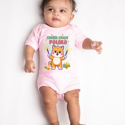 KNITROOT Diwali Theme Half Sleeves Cutest Little Pataka Text Printed Onesie - Pink-picture-11