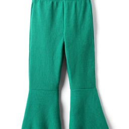 kookie kids india Kookie Kids Knit Full Length Solid Flared Pant With Rib & Drawstring - Green-picture-41