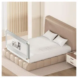 Kids Station Foldable Bed Rail Guard for Kids & Toddlers 1 Side, Grey (150 x 80 cm) Adjustable Height, Baby Safety Fence for King Size Bed (5ft, Basic)-picture-29