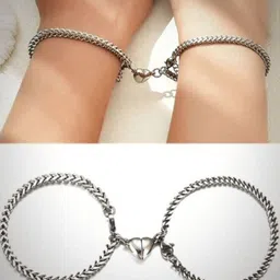PASU FASHION Unisex Pack Of 2 Silver-Plated Link Bracelet-picture-31