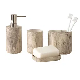 Pano Brown 4 piece Abstract Polyresin Bath Accessories Set image 2