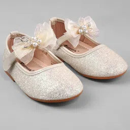 Cute Walk by Babyhug Ballerina with Pearl & Bow Applique Velcro Closure - Golden image 2