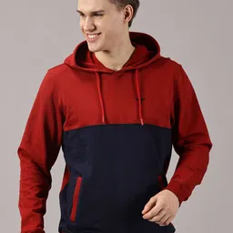 LEON Men Colourblocked Hooded Long Sleeves Sweatshirt-picture-36