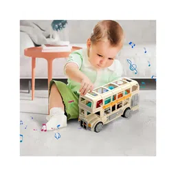 AKN TOYS Retro Bus Model Toy Double Decker Bus with Sound and Artificial Wheel Universal Electric Musical School Bus Toy for Children Light & Sound Effects Educational Toys(color may vary) image 3