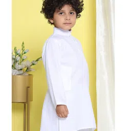 AJ Dezines Full Sleeves Solid Kurta - White image 4