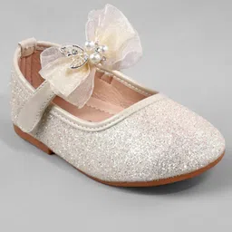 Cute Walk by Babyhug Ballerina with Pearl & Bow Applique Velcro Closure - Golden image 3