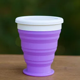 TASKHOUSE Purple & White Solid Dishwasher Safe Glossy Cups with Lid-picture-24