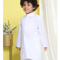AJ Dezines Full Sleeves Solid Kurta - White image 5